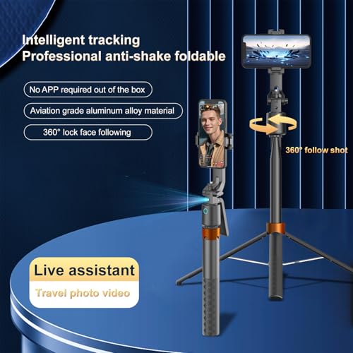 70" Auto Face Tracking Phone Tripod 360 Rotation,No App Required,Phone Tripod for w/Fill Light and Remote Control, Smart Shooting Stand for Vlog/TIK Tok Live Streaming YouTube Video Record
