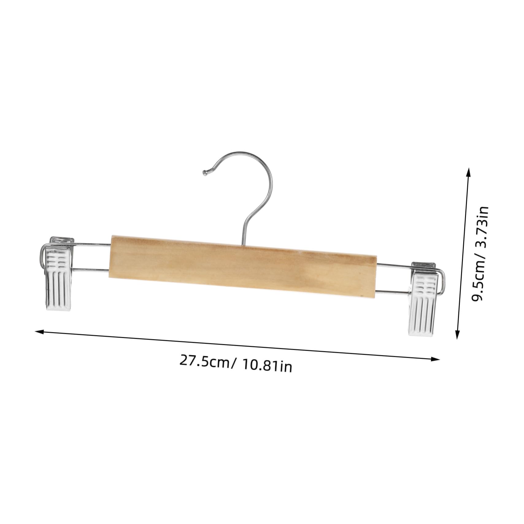 Gatuida Set da 10 Grucce in Legno con Clip in Acciaio Inossidabile per Pantaloni e Gonne, Resistenti e Versatili, per Organizzare Abiti e Leggings in Armadio