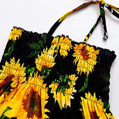 Girls Sunflower Dresses Girl Summer Spaghetti Strap Casual Knee Length Dresses for 4 to 12 Year4