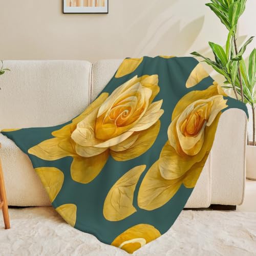 Plaid polaire microfibre jaune et rose 130x150cm style rétro pour lit et canapé - 3