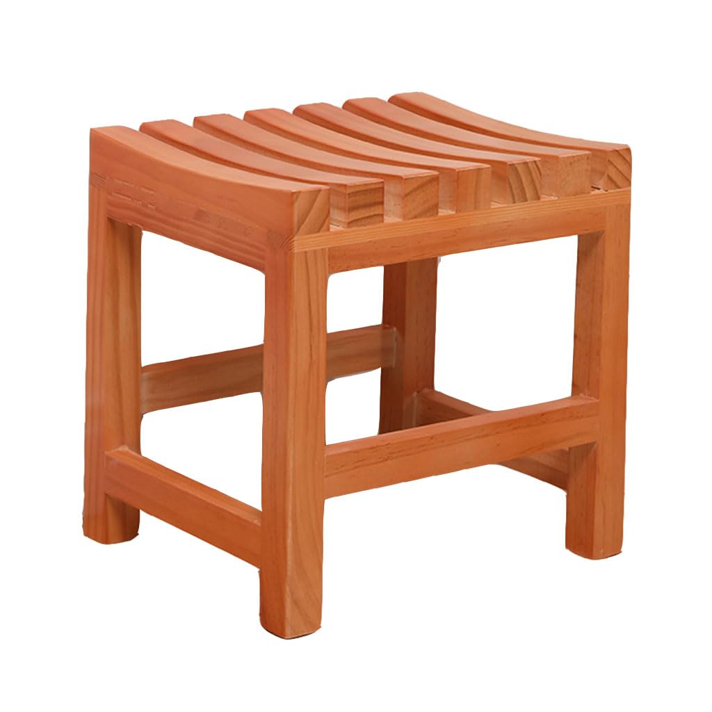 Taburete de baño de madera, asiento de ducha antideslizante e impermeable, cambiador acolchado natural para sala de estar, dormitorio, pasillo, ideal para seguridad y comodidad