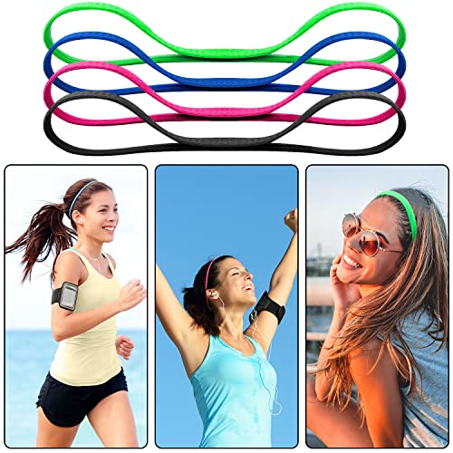 Image of Duufin 20 Pieces Non-Slip Elastic Headbands Workout Headband Colorful Sweatband Fashion Yoga, Running Sport Headbands for Women, Men and Girls, 20 Colors Iridescence