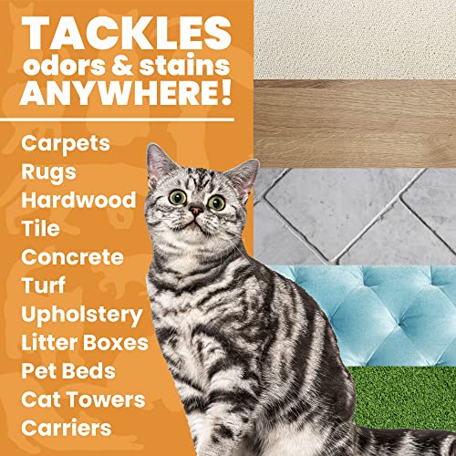 Unique Advanced Cat Odor + Stain Remover - 24 Oz. Ready-To-Use Liquid Spray - Cat Urine Remover, Eliminates Stains And Removes Pet Odors #TOP2