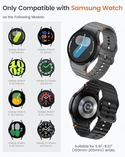 Image of Compatible with Samsung Galaxy Watch 7 Strap No Gap Sport Silicone Watch Band for Galaxy 6 5 4 40mm 44mm Galaxy 6 Classic 43mm 47mm,5 Pro,Watch 4 Classic Strap 42mm 46mm (Starlight)