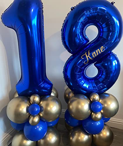 Image of 40 Inch Navy Blue 16 Number Balloons Giant Jumbo Huge 16 or 61 Foil Mylar Helium Number Digital Balloons Dark Blue Birthday Mylar Digital Balloons 16th Birthday Anniversary Events Party Decorations