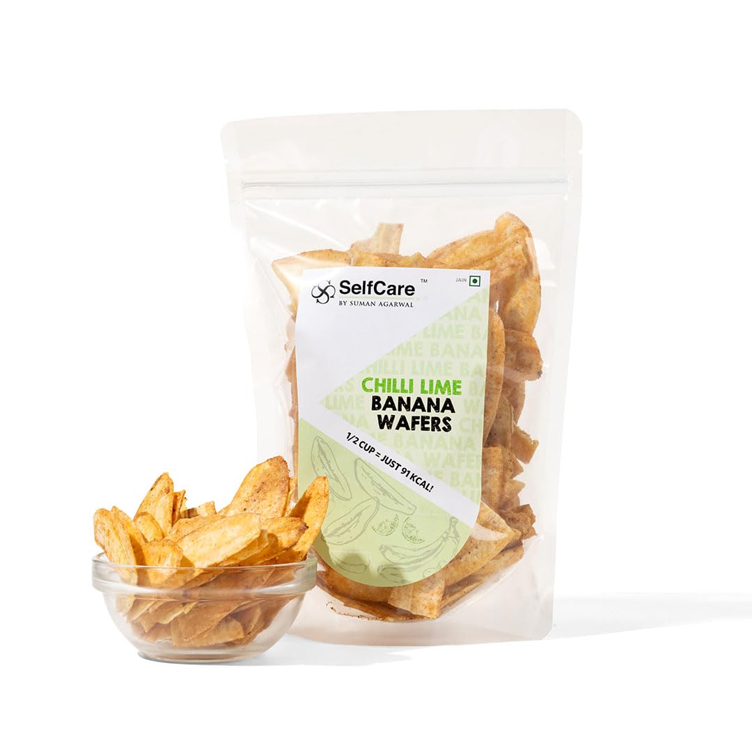SelfCare By Suman Agarwal Roasted Chilli Lime Banana Wafers - 100 gms (Pack of 1) | Healthy - Gluten Free | Savoury - Snacks - Namkeen - Grocery | Workout - Tea time Snacking | Jain & Travel Friendly-image-20