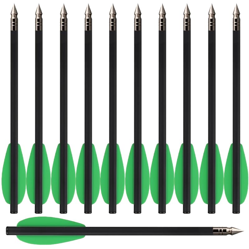 HUNTSPM 6.3" Pistol Crossbow Bolts,Carbon Crossbow Arrows,Mini Crossbow Bolts Arrows for 50-80lbs Pistol Crossbow Precision Target,Great for Practicing Shooting Target,Small Hunting (12PCS green)