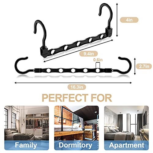Image of 8 Pack Hangers Space Saving Magic Space Saver Storage Smart Plastic Clothes Hanger Organizer Closet Organizers and Storage for Closet Wardrobe Apartment College Dorm Room Essentials, Black