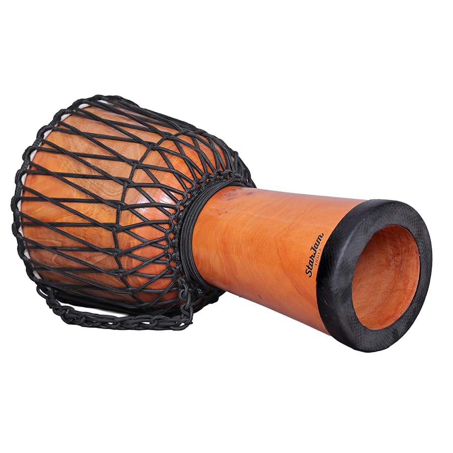 Image of StarJam- Djembe 8 Inches Diameter X 16 Inches Height Mahogany Wood Djembe Drum with BAG - Pure Natural (8 x 16 Inches)