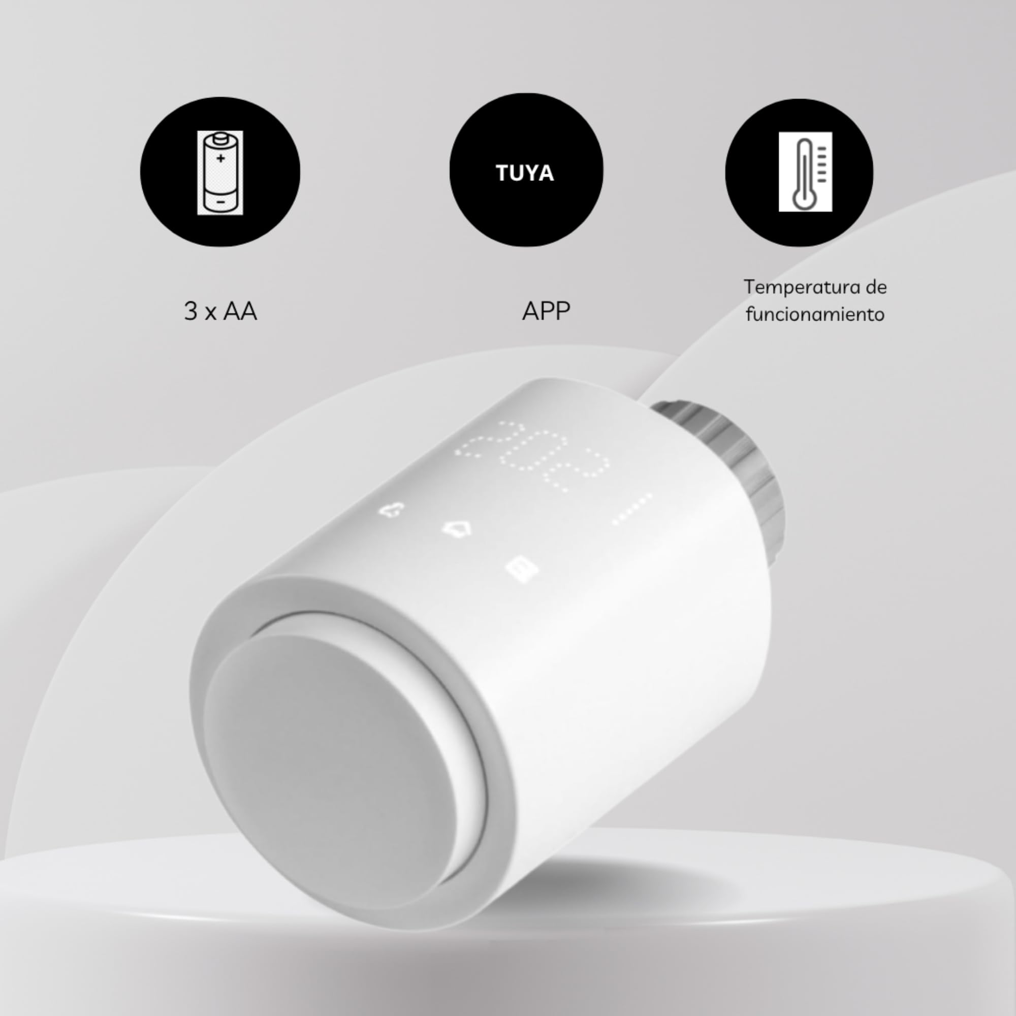 Bezprzewodowa Głowica Termostatyczna Wifi z Wyświetlaczem LED Aplikacja Tuya Smart Zawór Grzejnikowy M30 x 1,5 (w zestawie 3 baterie AA i 3 adaptery)
