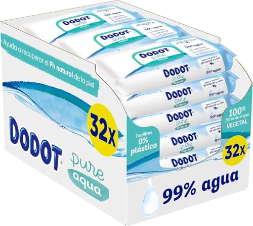 Dodot Toallitas Aqua Pure para Bebé, 1536 Toallitas, Ayuda a restaurar el pH natural de la piel, 99% agua