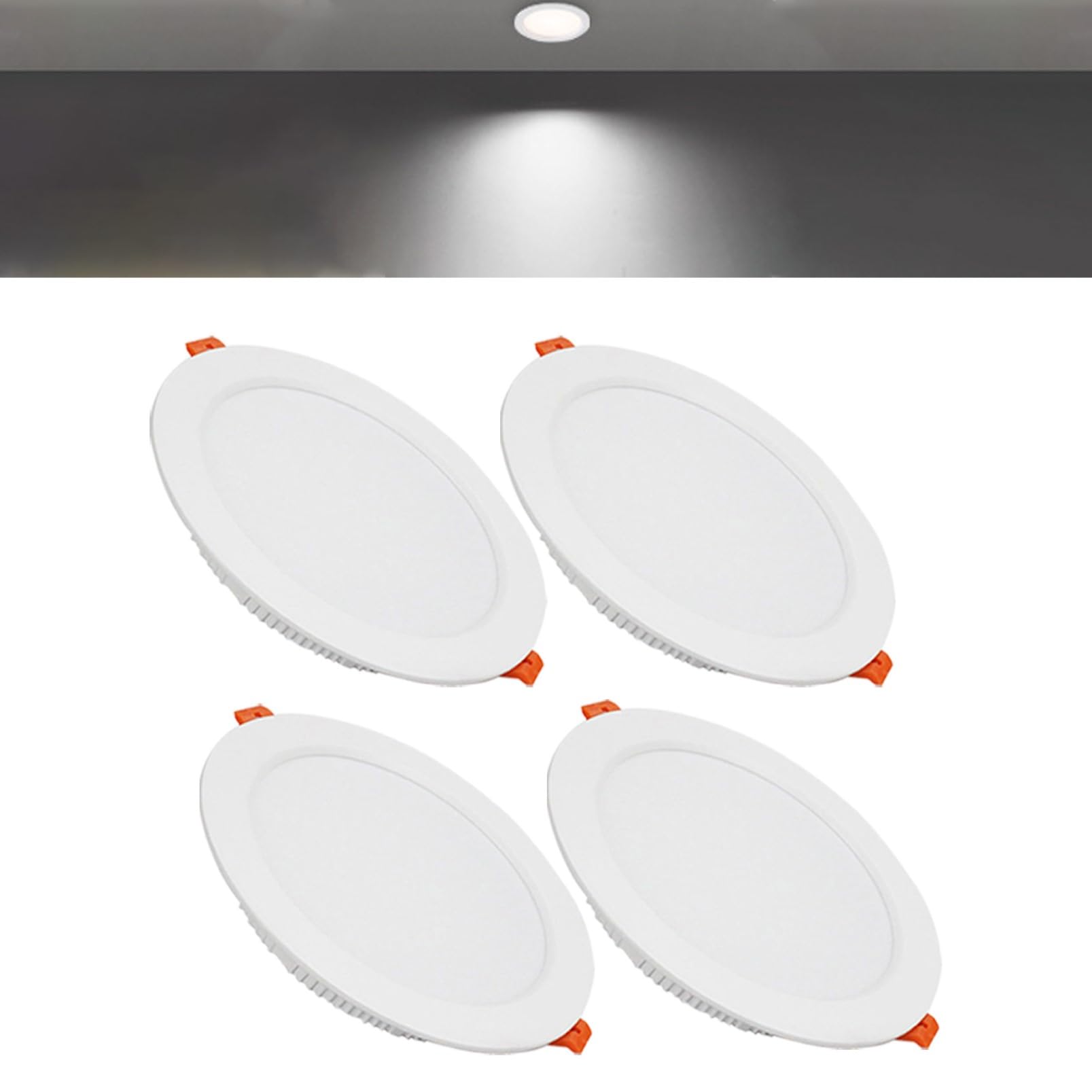 TTiiLoe 21W Round LED Recessed Ceiling Spotlights, 6000K Cold White Ultra Slim Panel Ceiling Light, Cut Φ160-170mm, AC110-240V Downlights for Hallway Stairwell Showroom, 4 Pack