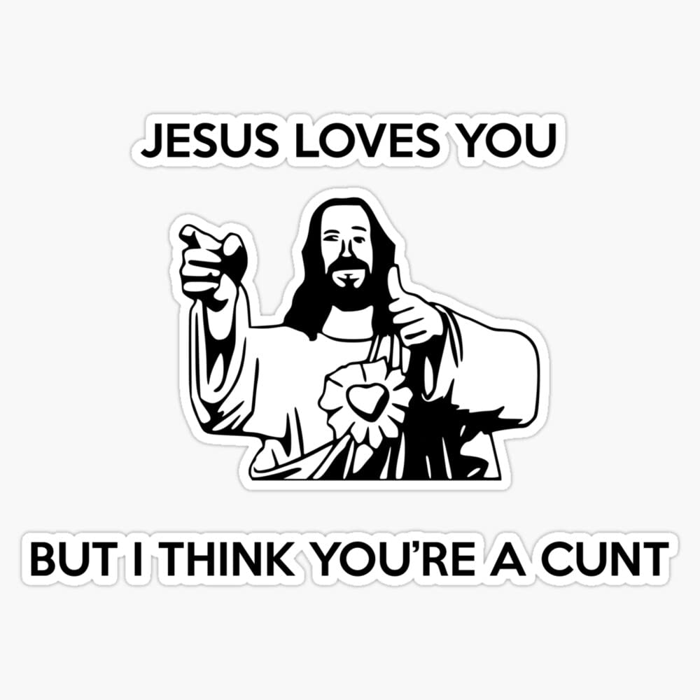 Jesus Loves You Car Sticker Funny "Jesus Loves You – But I Think - Foto 9