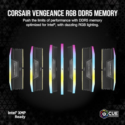 Image of CORSAIR Vengeance RGB DDR5 RAM 16GB (1x16GB) 5200MHz CL40 Intel XMP iCUE Compatible Computer Memory - Black (CMH16GX5M1B5200C40)