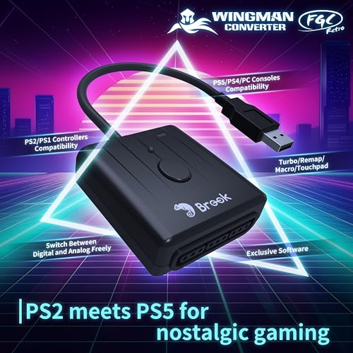undefined Brook FGC Retro – PS1 & PS2 コントローラー変換アダプター PS5/PS4/PC対応 – ターボ・リマップ・マクロ機能搭載 – X-Input・タッチパッドエミュレーション – ダンスマット・アーケードスティック・リズムゲーム対応 の商品画像 1