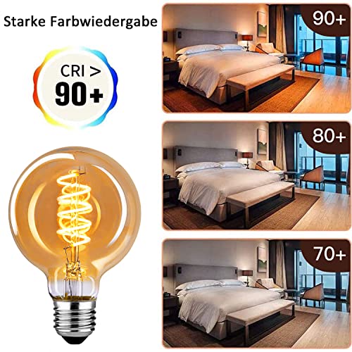 Edison Vintage Gloeilamp E27, E27 LED Vintage Dimbaar 4W Retro LED Lamp Warm Geel 2700K Edison Gloeilamp E27 Vintage… - Afbeelding 5