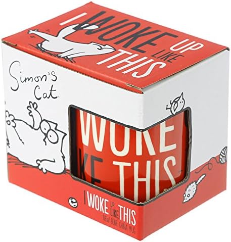 Puckator MUG277 Fine Porcelain Mug, Simon's Cat, Red, White, Black, 12 x 8.5 x 9.5 cm, Mixed, Height 9cm Width 11.5cm Depth 8cm