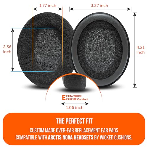 WC StealthZ Arctis Nova - Almohadillas para SteelSeries Arctis Nova | Hechas por Wicked Cushions & GadgetryTech | No Compatibles con Nova Pro Wireless | Precisión de Sonido y Comodidad para Juegos FPS | Negro miniatura 6