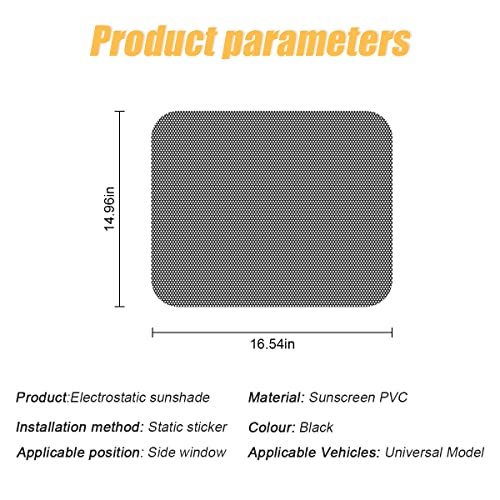 Car Side Window Sunshade, 4 PCS Static Cling Films Stickers Sun Shade UV Rays Privacy Protector, Reuseable Washable Sun Shade for Most Cars, Vhicles, SUV