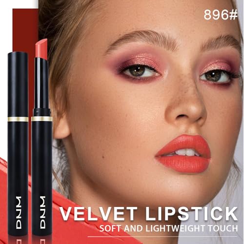 Image of evpct Orange Coral Red Velvet Matte Lipstick, High Pigmented Slim Lipstick Long Lasting Waterproof for Women, Velvet Silky Lip Stick Stain Color Makeup Blendable 24 Hour Original Makeup Labiales, 896#