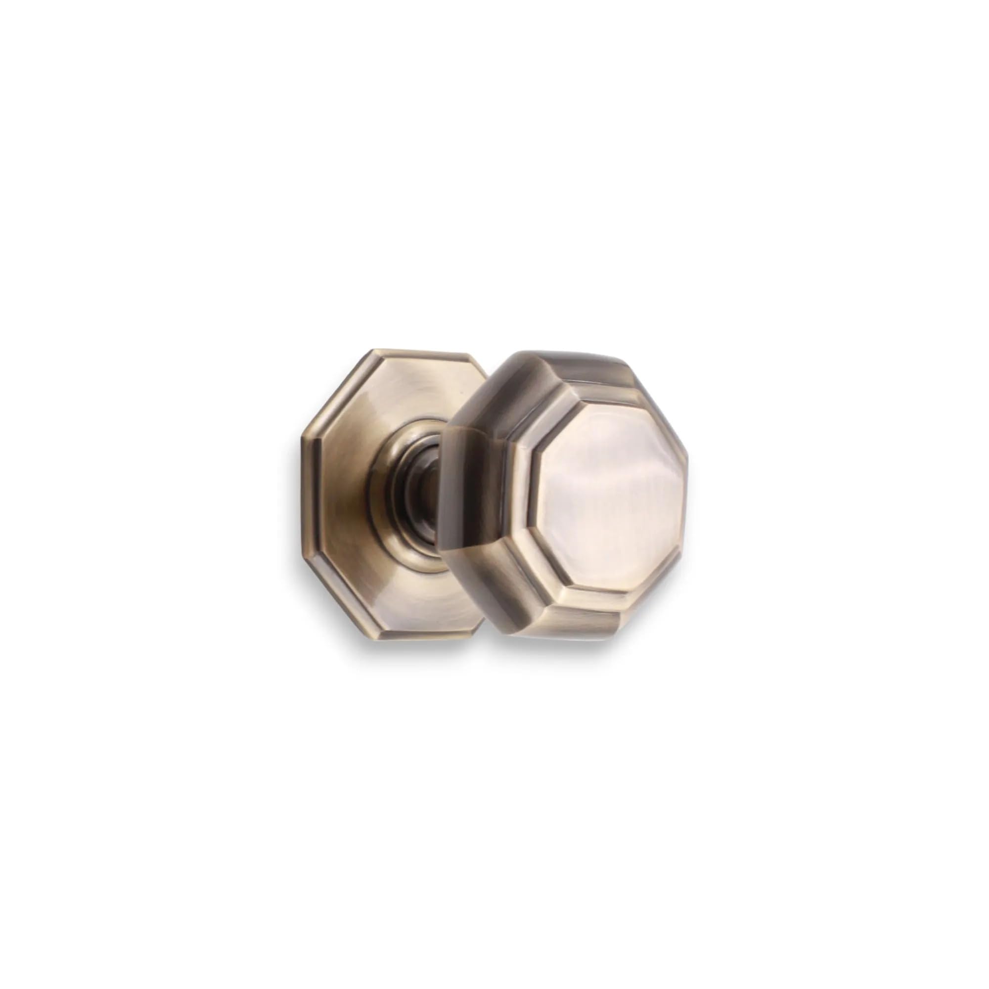 Infinity Decor Antique Brass Octagonal Solid Brass Large Centre Door Knob Pull Handles 80mm – Ideal for External and Internal Use