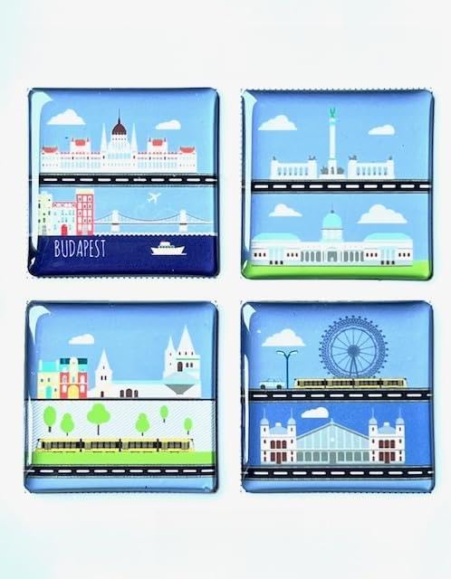 Budapest   Juego de 4 imanes de recuerdo de Budapest – Hungría