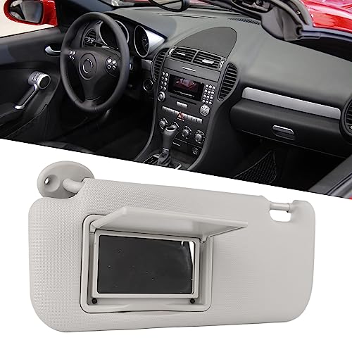 Visiera Parasole per Auto - Grigio in PVC ad Alta Durezza per Lato Guidatore Sinistro con Specchietto di Cortesia, Sostitutiva per E170 E180 2014-2019