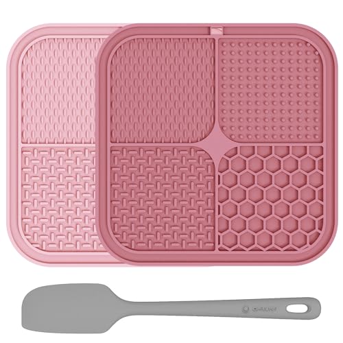 ChefAide 2 Pack Lick Mat for Dogs Cats Upgraded 8.58.5 inches Licking Mats with Suction Cups Slow Feeder Licking Pad for Anxiety Relief and Boredom Reducer Suitable for Dog Training Set 8