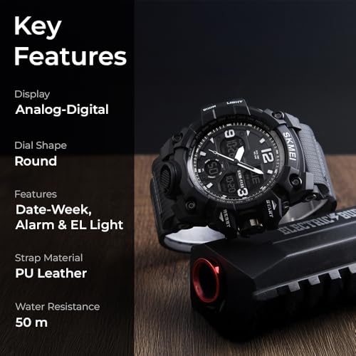 SKMEI Men's Sports Watch, Large Face Waterproof Dual Time Stopwatch Alarm LED Back Light Count Down Wrist Watch2