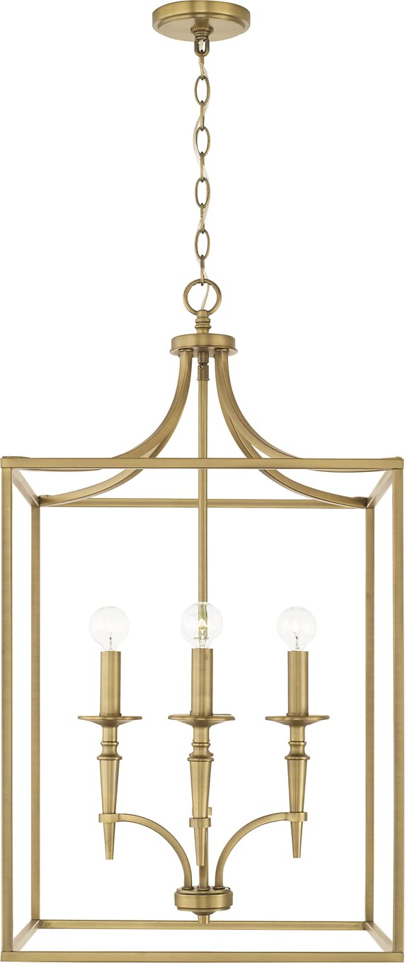Capital Lighting 542641AD Abbie Transitional Candlestick Foyer Lantern Light Fixture, 4-Light 240 Total Watts, 32" H x 18" W, Aged Brass