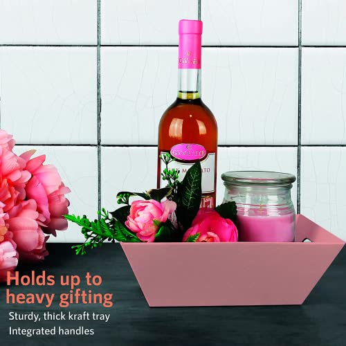 Image of [5pk] 8x10 inch Pink Gift Baskets Empty | Small Pink Rectangular Baskets with Handles | Gifts, Organizing, Nursery, Snacks, Wine | Valentines, Easter, Christmas | Gift to Impress - Upper Midland
