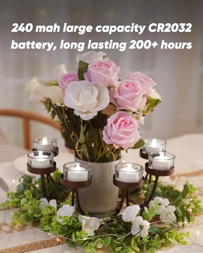 Image of merrynights LED Candles, Tea Lights Candle Battery Operated, 24-Pack 200+Hours Flameless Tealight Candle, Realistic Tea Lights for Halloween Christmas Wedding, Pure White Light