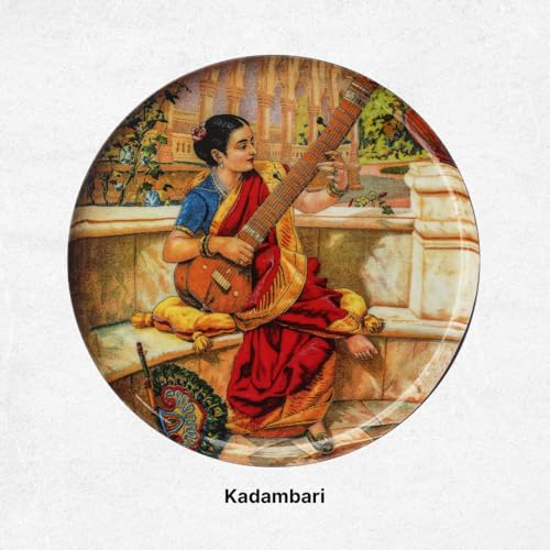 Image of the atrAng Raja Ravi Verma Wall Plates For Home Decor,Indian lady wall hanging plates set of 5,Vintage Metal Wall Art for Living Room,Pooja Room (5)