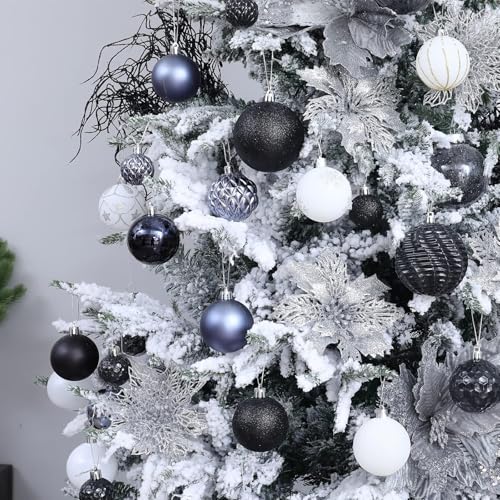 Christmas Balls Ornaments -36pcs Shatterproof Christmas Tree Decorations with Hanging Loop for Xmas Tree Wedding Holiday Party Home Decor,6 Styles in 3 Sizes(Black) - image 7