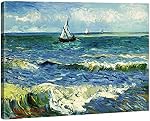 Wieco Art Seascape at Saintes Maries by Vincent Van Gogh Oil Paintings Reproduction Modern Giclee Canvas Prints Sea Ocean Pictures on Canvas Wall Art for Living Room Bedroom Home Office Decorations