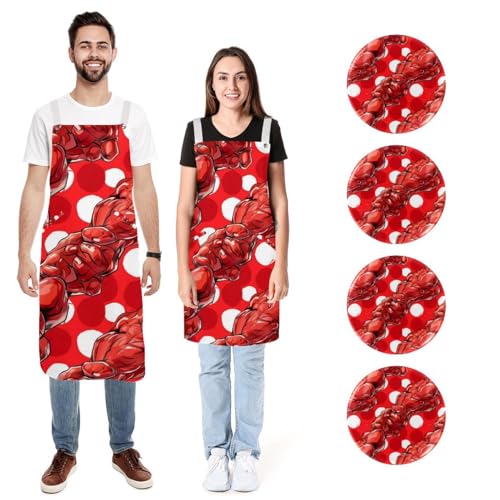 Tabliers de cuisine imperméables à poches : la solution anti-taches imprimé muscles rouges
