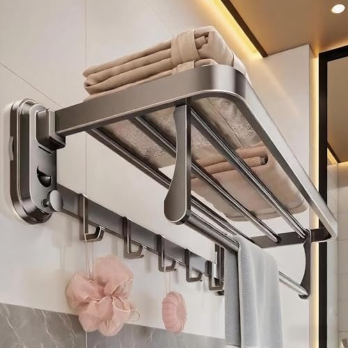 SENHUAHUA吸盤タオルホルダー折りたたんで繰り返し使える1枚セットです バスタオル収納棚幅を広げる台の面耐腐食防錆孔がないタオル棚吸盤式を取り付けて、多機能設計:キッチン、洗濯机、トイレなどです。