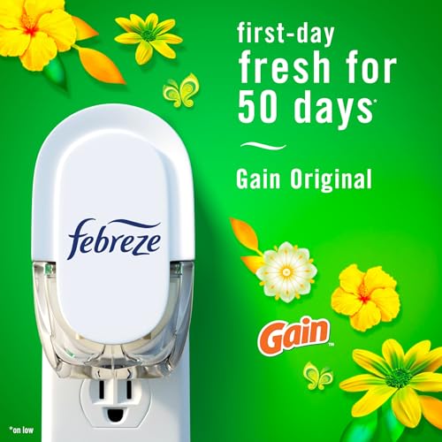 Image of Febreze Odor-Fighting Fade Defy PLUG Air Freshener, Downy April Fresh, Gain Original, Linen & Sky, (3) .87 fl. oz. Oil Refills