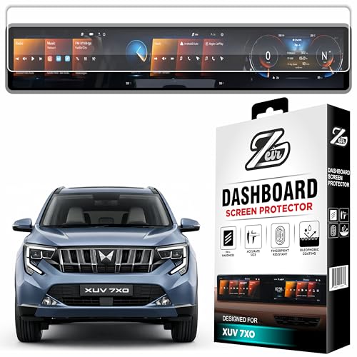 Image of ZEIR Screen Protector Compatible with MAHINDRA XUV 7XO 2026+ Models - 12.3 Inch Triple Screen Long Display Guard Dashboard Touchscreen Accessory (NO Adrenox+ Badge Cutout) [Not Tempered Glass]