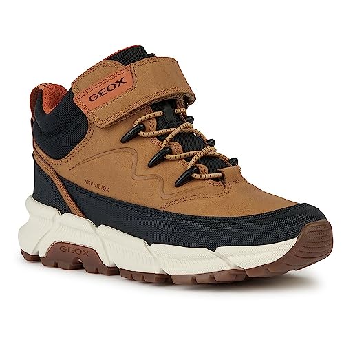 Geox J FLEXYPER PLUS BOY, Barco Ankle para Niños, DK YELLOW/BLACK, 32 EU