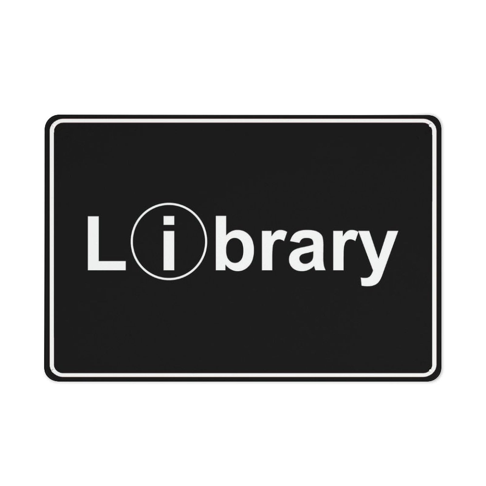 peiyeety Library Black Sign Warning Tin Sign Home Kitchen Farm Garden Garage Wall Decor 12x16 Inches