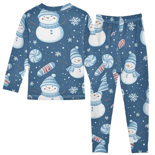 Pajama Sets Long Sleeve Snowman Candy Cane Snowflakes Soft Comfy Sleepwear 2 Piece PJS 3-8T3