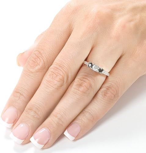 Kobelli Black and White Diamond Engagement Ring 3/5 Carat (ctw) in 14k White Gold