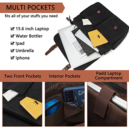 Bolso mensajero RAVUO para hombre negro 15.6 pulgadas miniatura 4