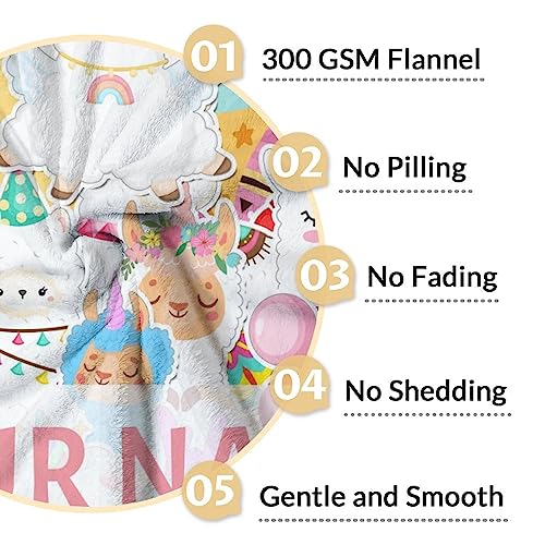 Blanket for Girl - 30x40 Inches Cute Llama Throw Gifts - Personalized Colorful Soft Fuzzy Blankets for Couch & Office