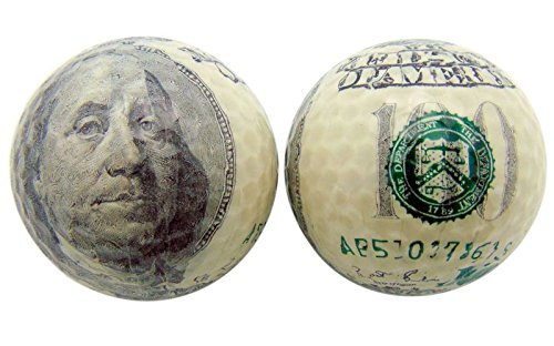 Golf Ball Gift Pack Set of 2 One Hundred Dollar Bills Benjamin Franklin