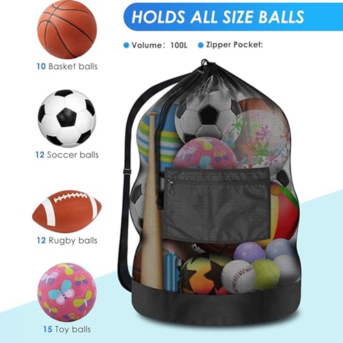 Générique Bag for Soccer Balls, Football Mesh Storage Bag, Extra Large Sports Equipment Net Pouch for Athletes Adults Teens, Heavy Load Organizer, Outdoor Training Gym Game Day Use – Image 7