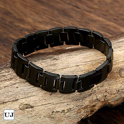 Urban Jewelry Stylish Black Solid Tungsten 8.3 Inches Link Bracelet For Men (Matte) #TOP1