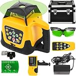 VEVOR Niveau Laser Autonivelant Balayage Rotative à 360° Laser Ligne Verticale Horizontale Module Laser Rotatif Auto-Alignement Précision ±20" Faisceau Vert Distance de Travail 500m Construction Jaune