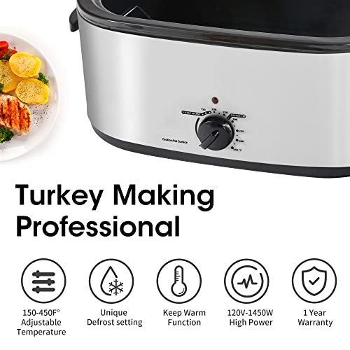 Sunvivi 26 Quart Electric Roaster Oven Turkey Roaster with Lid Electric